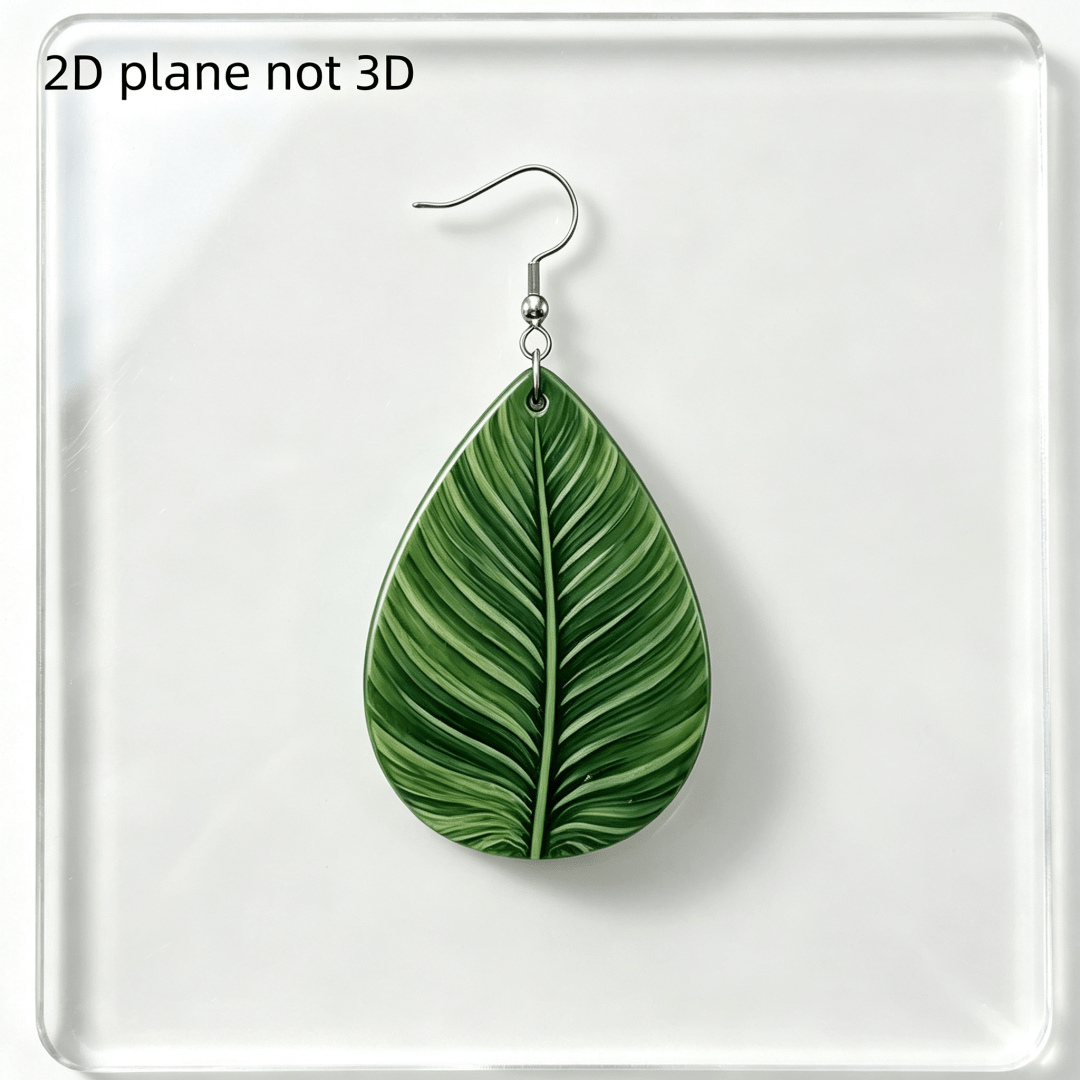 Boho Tropical Leaf Teardrop Earrings, Lightweight Acrylic Dangle